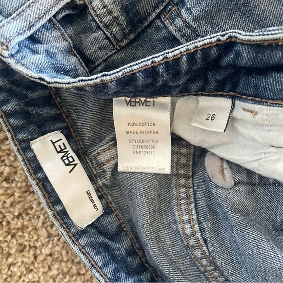 Vervet Jeans Womens 26 Blue Medium Wash Denim Mid Rise Tapered Distressed Ripped - Picture 2 of 12